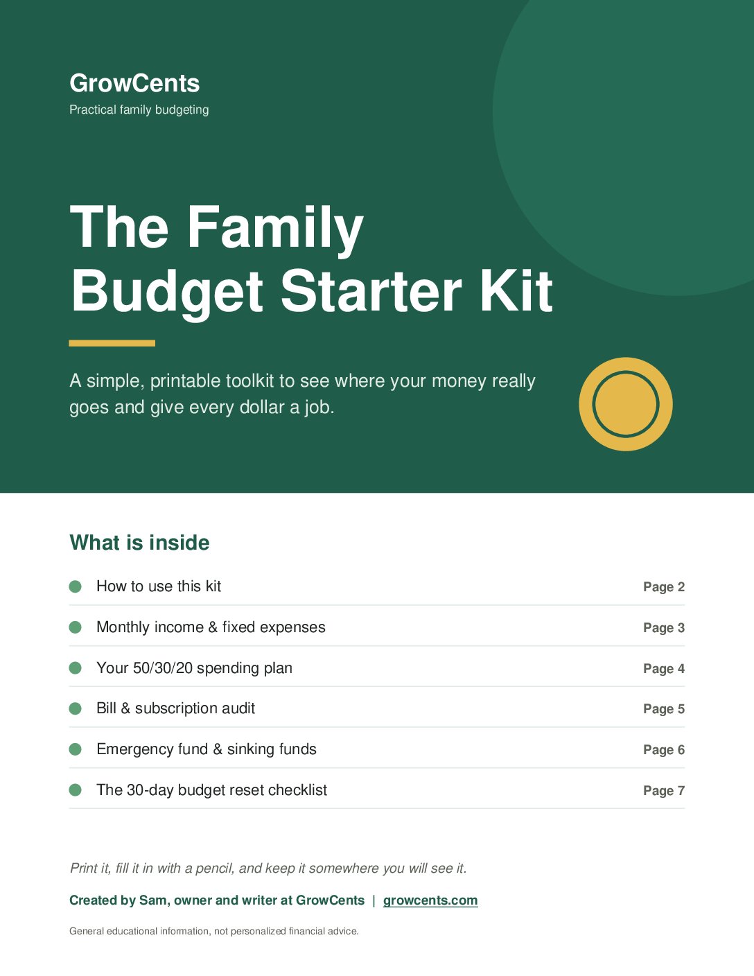The Family Budget Starter Kit cover